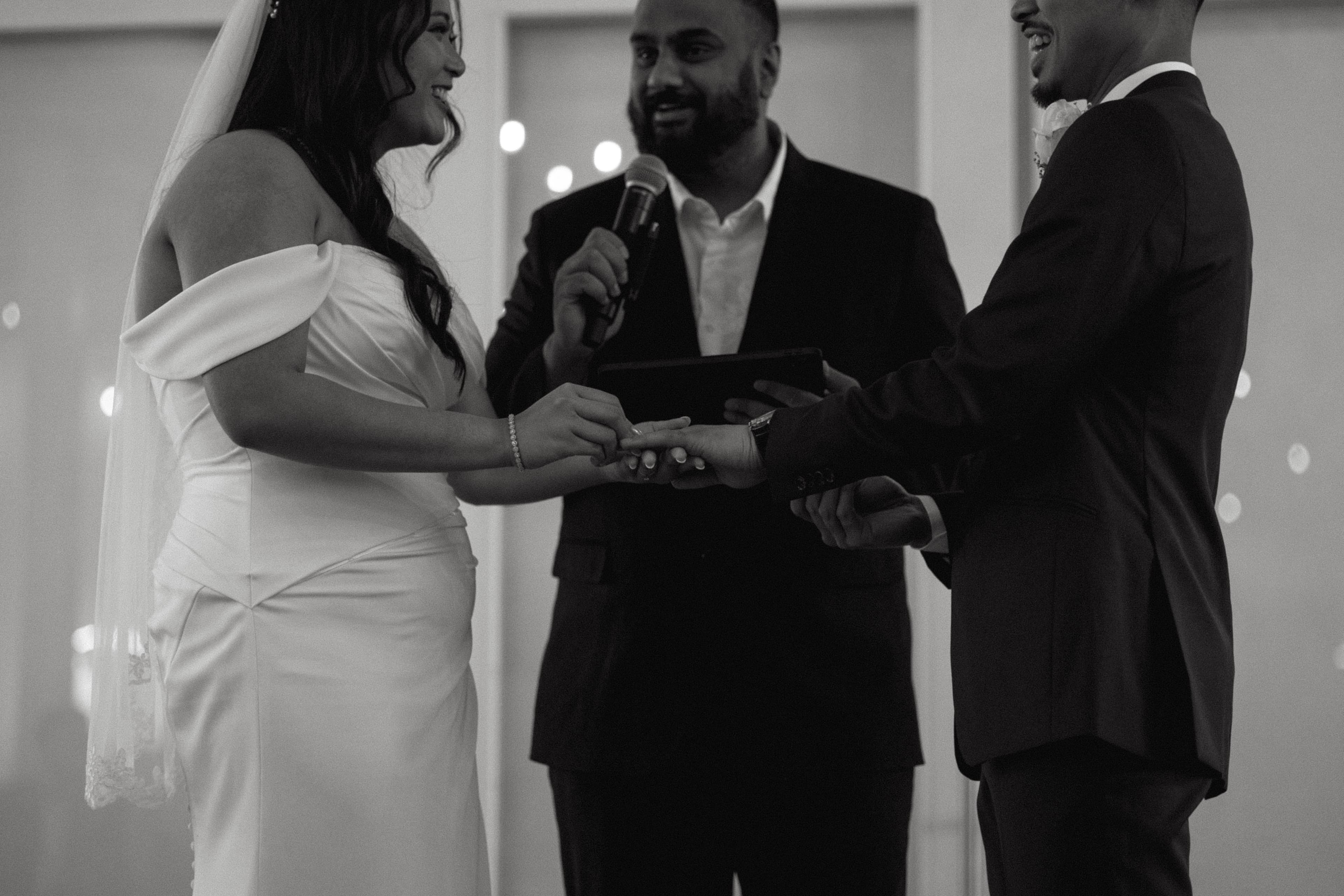 Harman officiating a wedding ceremony in Calgary